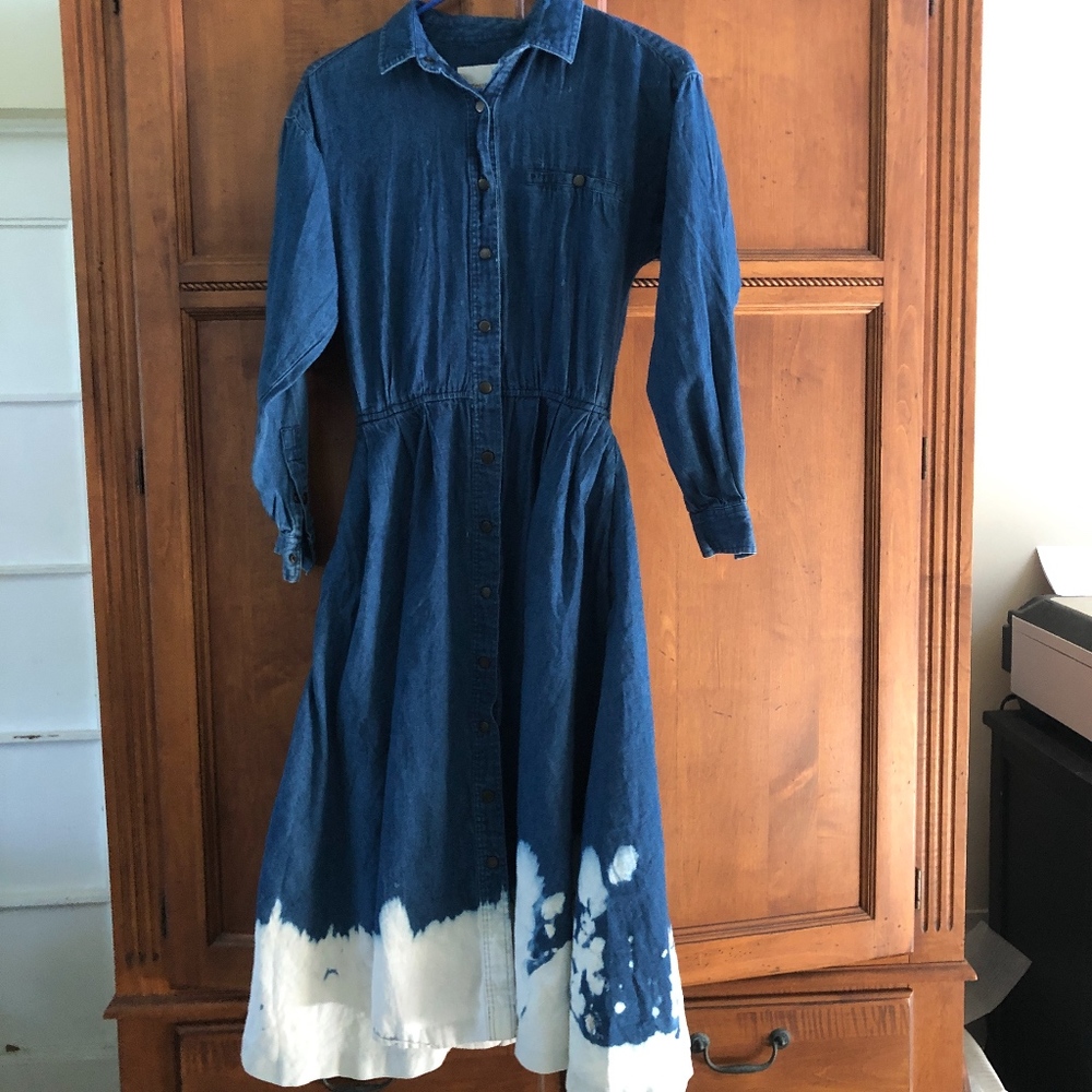 vintage denim long sleeved dress